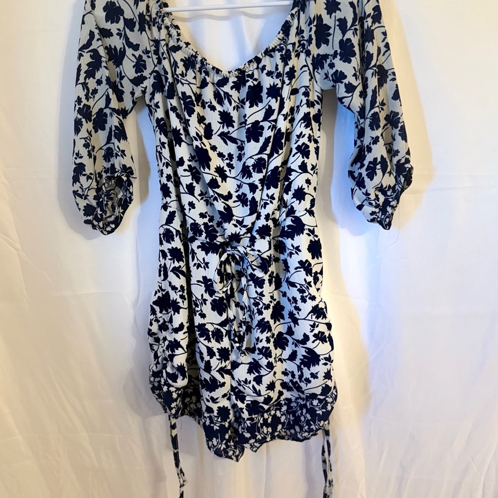 Floral Blue and White Dress